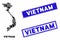Mosaic Vietnam Map and Scratched Rectangle Watermarks