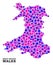Mosaic Wales Map of Round Dots