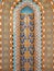 Mosaics of the persian gulf. Oman, Muscat. Sultan Qaboos Grand Mosque. Exclusive highquality zelij of orange, turquoise and blue