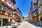 Mosbach, Germany -  Historic town center with timber-framed houses in main street on sunny day