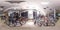 Moscow-2018: 3D spherical panorama with 360 degree viewing angle of interior of bicycle store with a lot of bike. Full equirectang