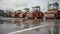 Moscow, 23 August 2020 : Special road equipment in the parking lot. Special equipment for road repair is in a row in a