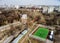 Moscow aerial tilt-shift panorama, small football stadium