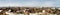 Moscow aerial tilt-shift panorama at spring time