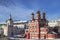 Moscow. Cathedral of the icon of the Mother of God the Sign and the bell tower of the former Znamensky monastery on Varvarka stree