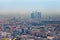 Moscow City and cityscape in smog autumn day