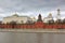 Moscow Grand Kremlin Palace with Churches view through Moskva ri