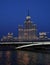 Moscow. High-rise building on Kotelnicheskaya embankment. Night view from the Moscow river