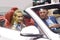 Moscow International Automobile Salon Woman with a man in a white BMW