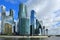 Moscow International Business Center MIBC and Bagration Bridge spanning Moscow River