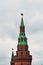 Moscow Kremlin architecture. Towers decorated by ruby stars