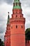 Moscow Kremlin architecture. Towers decorated by ruby stars