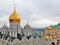 Moscow Kremlin, birds eye view. Golden cupolas of old churches.