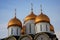 Moscow Kremlin. Blue sky background. Assumption church.