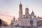 Moscow Kremlin cathedrals at sunset