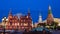 Moscow Kremlin and historical museum on the Red Square in Moscow, night scene. Russia