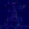 Moscow Kremlin, Russia Vector Line Icon, Illustration on a Dark Blue Background. Related Bottom Border