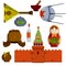 Moscow kremlin. Set symbol-Hat with a star, doll matryoshka