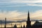 Moscow Kremlin silhouette over sunset