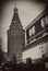 Moscow Kremlin tower. Vintage style sepia photo.