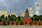 Moscow Kremlin. Walls, towers and cathedrals in picturesque autumn. Russia