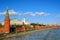 Moscow Kremlin in winter. Color photo.