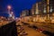 Moscow landscape with night outdoor parking, Russia