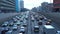 Moscow, March 20 2023. Heavy traffic on a busy street in a metropolis, the beginning of the evening rush hour on the