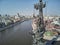 MOSCOW - May, 2019: Monument to Emperor Peter the Great Peter First , architect Zurab Tsereteli. landmark. Aerial view