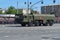 MOSCOW, MAY, 9, 2018: Great Victory holiday parade of Russian military vehicles air defence missile tank Iskander M 9K72. Tanks on