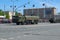 MOSCOW, MAY, 9, 2018: Great Victory holiday parade of Russian military vehicles air defence missile tank Iskander M 9K72. Tanks on