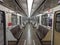 Moscow metro Car. Empty subway car. Inside the Moscow metro train. Underground transport