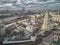 Moscow. Novospassky monastery. The bell tower and church of miracle worker St. Sergius of Radonezh. Aerial view