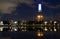 Moscow ostankino TV Tower with pond and reflections at night