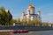 Moscow, Pleasure boat in front of the cathedral