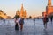 Moscow, Red square at sunset on a summer evening, people walk.