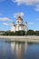 Moscow River and the Cathedral of Christ the Savior on the sunny day