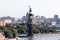 Moscow river with a large monument of Peter the Great on the ship.