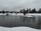 Moscow river near Kubinka Moscow region and the pedastrian bridge over it