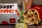 Moscow, Russia, 03/26/2020: Combo lunch from McDonald`s on a tray on the table. French fries, big tortie burger and drink. Close-