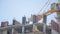 Moscow, Russia-06.05.2020:Construction of a multi-storey residential building. Pre-fabricated structures and products. The