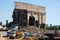 Moscow, Russia - 06.19.2021: old falling building - demolition and deconstruction work