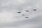 Moscow, Russia, 09/05/2020: Fighters in the sky at the Victory Air Parade