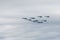 Moscow, Russia, 09/05/2020: Fighters in the sky at the Victory Air Parade