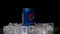 Moscow, Russia - 09 06 2020: Pepsi blue metal can iced in crushed ice with droplets of water spin or rotate. Classic tin