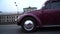 Moscow, Russia - 20 12 2019: Nice old retro violet color stanced VW Kafer or Volkswagen beetle Drive on the road. Nice