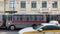 Moscow, Russia 9 March. Armed police national guard buses parked on the road