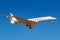 Moscow, Russia - April 03, 2019: Aircraft Gulfstream G550 D-AGVA of Luxaviation airline going to landing against blue sky at