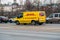 Moscow, Russia - April 05, 2019:car of the courier mail service DHL on the street of megapolis