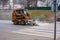 Moscow, Russia - April 13, 2019: Special equipment. Mini loader is used to remove asphalt from the road. Asphalt cut